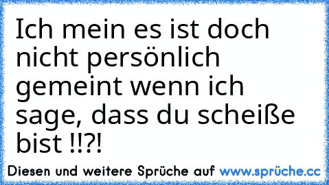 Ich mein es ist doch nicht persönlich gemeint wenn ich sage, dass du scheiße bist !!?!