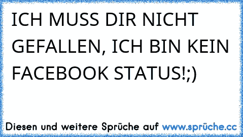 ICH MUSS DIR NICHT GEFALLEN, ICH BIN KEIN FACEBOOK STATUS!;)