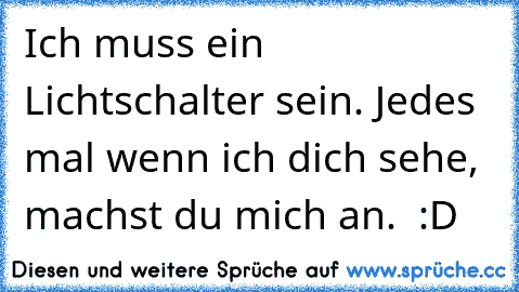 Ich muss ein Lichtschalter sein. Jedes mal wenn ich dich sehe, machst du mich an. ♥ :D