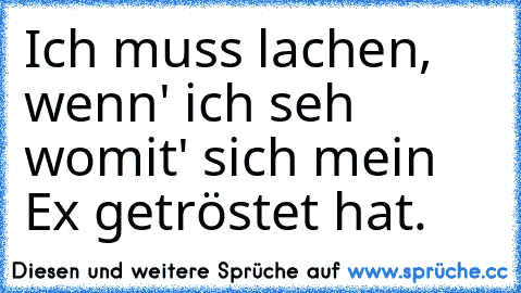 Ich muss lachen, wenn' ich seh womit' sich mein Ex getröstet hat.