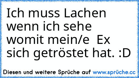 Ich muss Lachen wenn ich sehe womit mein/e  Ex sich getröstet hat. :D