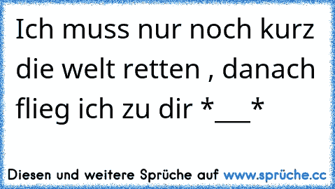 Ich muss nur noch kurz die welt retten , danach flieg ich zu dir *___*