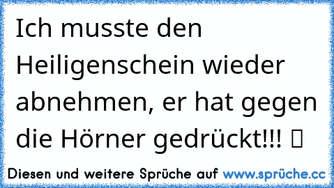 Ich musste den Heiligenschein wieder abnehmen, er hat gegen die Hörner gedrückt!!! ツ