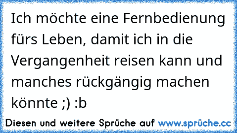 Ich möchte eine Fernbedienung fürs Leben, damit ich in die Vergangenheit reisen kann und manches rückgängig machen könnte ;) :b