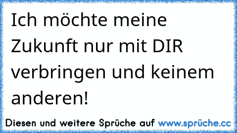 Ich möchte meine Zukunft nur mit DIR verbringen und keinem anderen! 