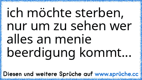 ich möchte sterben, nur um zu sehen wer alles an menie beerdigung kommt...