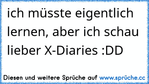 ich müsste eigentlich lernen, aber ich schau lieber X-Diaries :DD