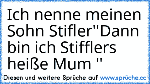 Ich nenne meinen Sohn Stifler
''Dann bin ich Stifflers heiße Mum ''