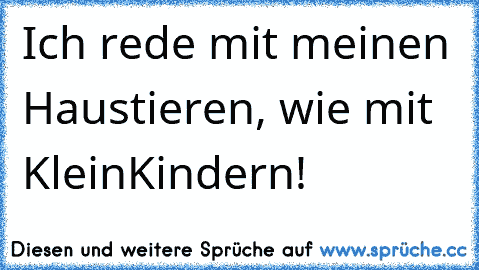 Ich rede mit meinen Haustieren, wie mit KleinKindern!