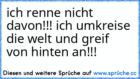 ich renne nicht davon!!! ich umkreise die welt und greif von hinten an!!!