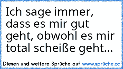 Ich sage immer, dass es mir gut geht, obwohl es mir total scheiße geht...