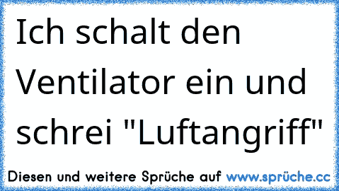 Ich schalt den Ventilator ein und schrei "Luftangriff"