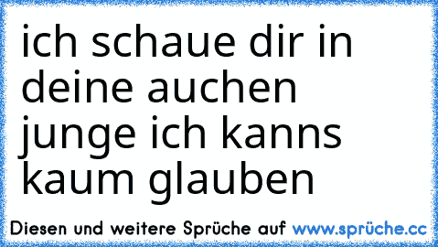 ich schaue dir in deine auchen junge ich kanns kaum glauben