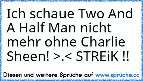 Ich schaue Two And A Half Man nicht mehr ohne Charlie Sheen! >.< STREiK !!