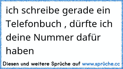 ich schreibe gerade ein Telefonbuch , dürfte ich deine Nummer dafür haben