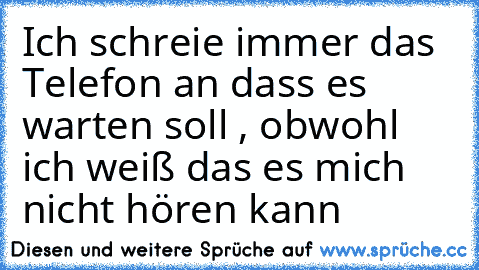 Ich schreie immer das Telefon an dass es warten soll , obwohl ich weiß das es mich nicht hören kann