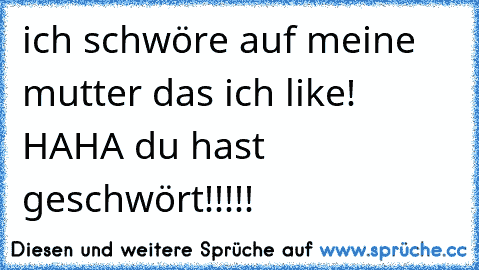 ich schwöre auf meine mutter das ich like! 
HAHA du hast geschwört!!!!!