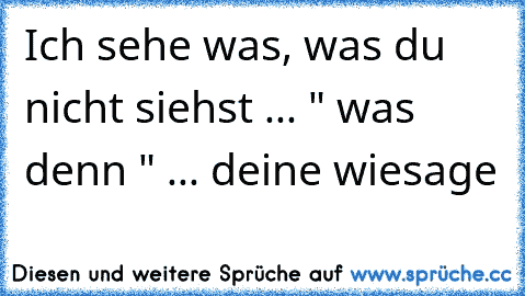 Ich sehe was, was du nicht siehst ... " was denn " ... deine wiesage