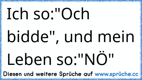 Ich so:"Och bidde", und mein Leben so:"NÖ"