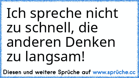 Ich spreche nicht zu schnell, die anderen Denken zu langsam!