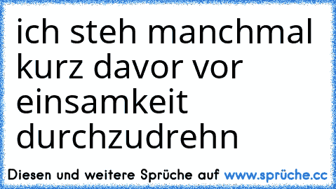 ich steh manchmal kurz davor vor einsamkeit durchzudrehn