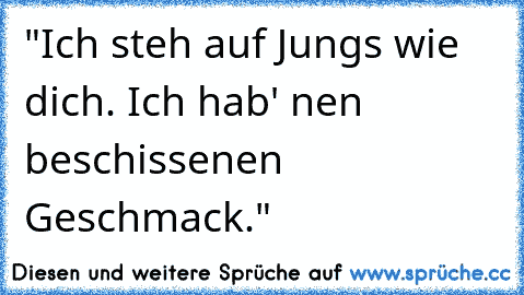 "Ich steh´ auf Jungs wie dich. Ich hab' nen beschissenen Geschmack."