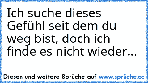 Ich suche dieses Gefühl seit dem du weg bist, doch ich finde es nicht wieder...