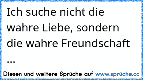 Ich suche nicht die wahre Liebe, sondern die wahre Freundschaft ...