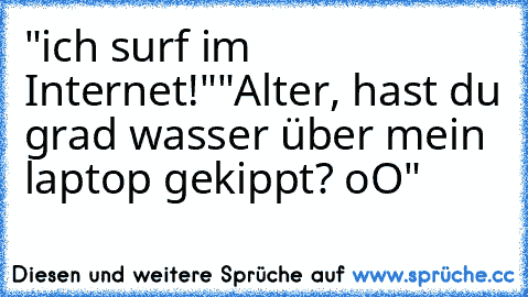 "ich surf im Internet!"
"Alter, hast du grad wasser über mein laptop gekippt? oO"