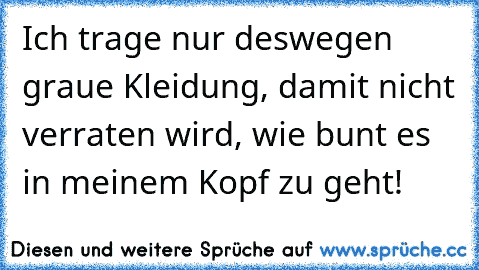 Ich trage nur deswegen graue Kleidung, damit nicht verraten wird, wie bunt es in meinem Kopf zu geht!