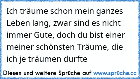 Ich träume schon mein ganzes Leben lang, zwar sind es nicht immer Gute, doch du bist einer meiner schönsten Träume, die ich je träumen durfte ♥