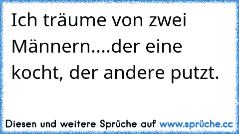 Ich träume von zwei Männern....der eine kocht, der andere putzt.