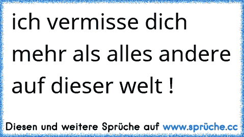 ich vermisse dich mehr als alles andere auf dieser welt !