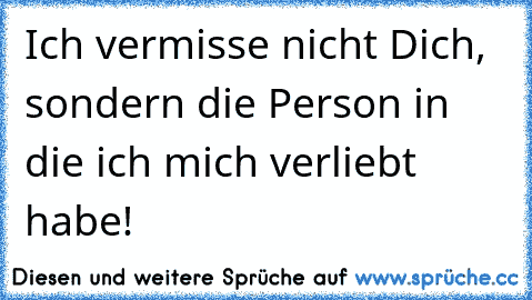 Ich vermisse nicht Dich, sondern die Person in die ich mich verliebt habe!