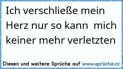 Ich verschließe mein Herz nur so kann  mich keiner mehr verletzten