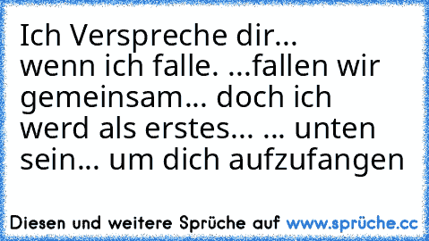 Ich Verspreche dir...         
 wenn ich falle.
 ...fallen wir gemeinsam...
 doch ich werd als erstes...
 ... unten sein...
 um dich aufzufangen