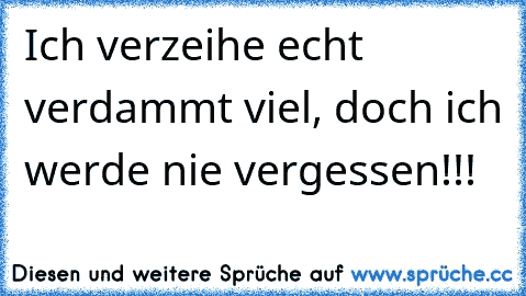 Ich verzeihe echt verdammt viel, doch ich werde nie vergessen!!!