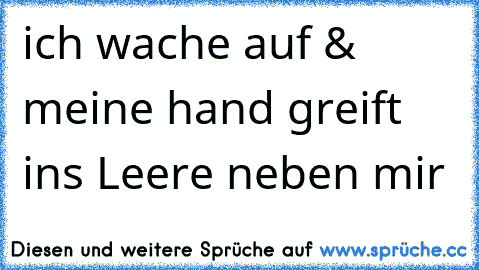 ich wache auf & meine hand greift ins Leere neben mir