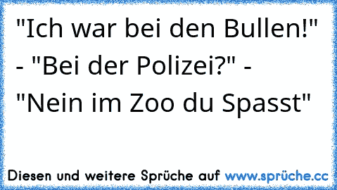 "Ich war bei den Bullen!" - "Bei der Polizei?" - "Nein im Zoo du Spasst"