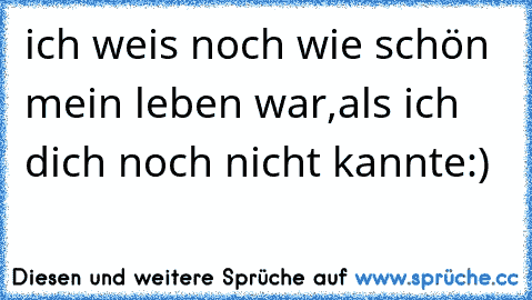 ich weis noch wie schön mein leben war,als ich dich noch nicht kannte:)