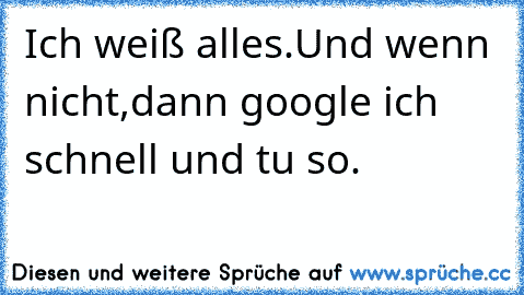 Ich weiß alles.Und wenn nicht,dann google ich schnell und tu so.