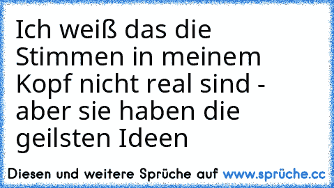 Ich weiß das die Stimmen in meinem Kopf nicht real sind - aber sie haben die geilsten Ideen