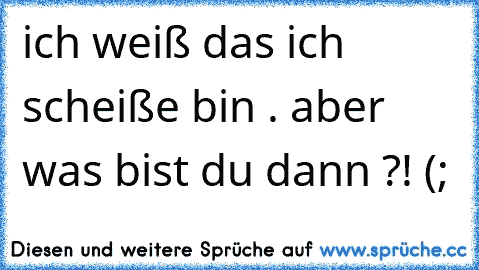 ich weiß das ich scheiße bin . aber was bist du dann ?! (;