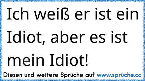 Ich weiß er ist ein Idiot, aber es ist mein Idiot! ♥