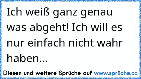 Ich weiß ganz genau was abgeht! Ich will es nur einfach nicht wahr haben...