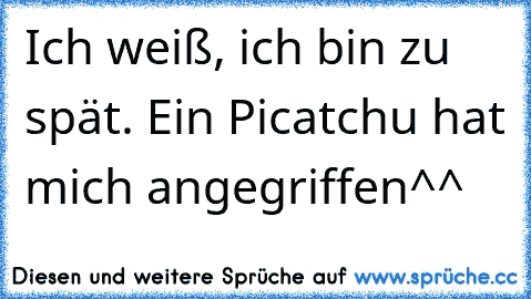 Ich weiß, ich bin zu spät. Ein Picatchu hat mich angegriffen^^