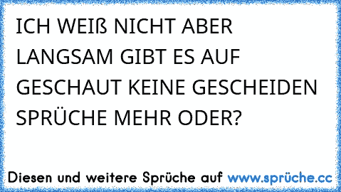 ICH WEIß NICHT ABER LANGSAM GIBT ES AUF GESCHAUT KEINE GESCHEIDEN SPRÜCHE MEHR 
ODER?