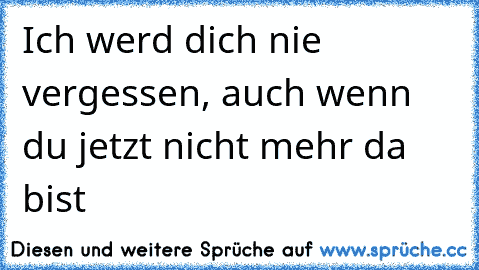 Ich werd dich nie vergessen, auch wenn du jetzt nicht mehr da bist ♥