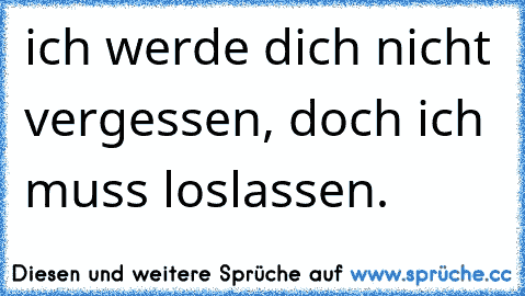 ich werde dich nicht vergessen, doch ich muss loslassen.