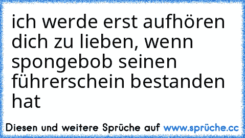 ich werde erst aufhören dich zu lieben, wenn spongebob seinen führerschein bestanden hat♥